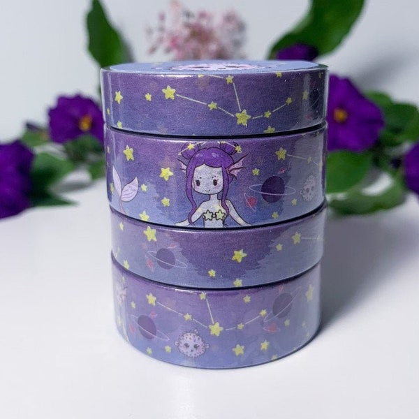 Space Mermaid washi tape - Design personnalisé exclusif par Brithzy Crafts - ruban décoratif pour l’artisanat et la planification!