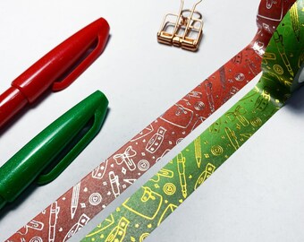 Planner Lover Washi Tape - Christmas red and green variants - foiled
