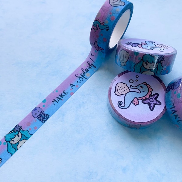 Make a splash Washi Tape - Exclusive custom design by Brithzy Crafts - decorative tape for crafting and planning! - Mermaid washi