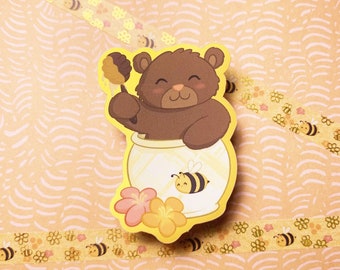 Honey Bear - matte mirror sticker