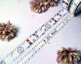 Happy mail /air mail - Silver Foiled Washi Tape