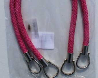 1 paio di manici per borsa di alta qualità, in pelle, ecopelle, intrecciato, 55 cm, colore rosa