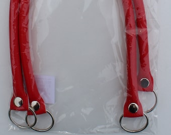 1 Paar hochwertige Taschengriffe, lederoptik, Lederimitat, glatt, 55cm, Farbe rot