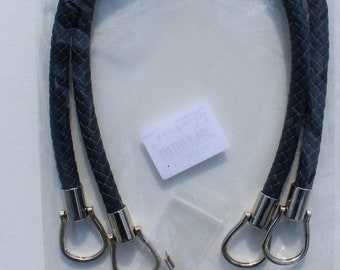 1 Paar hochwertige Taschengriffe, lederoptik, Lederimitat, geflochten, 55cm, Farbe dunkelblau