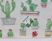 Cotton coated, fabrics, textiles Vilber, Santa Fairy, cacti, aloe vera, Teflon coated, width 140 cm, colors white coloured