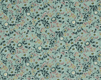 Baumwolle beschichtet Stoffe Verhees Textiles Poppy Blumenmuster Polyacryl-Beschichtet Wachstuch Breite 148cm Farben: Mint / Bunt