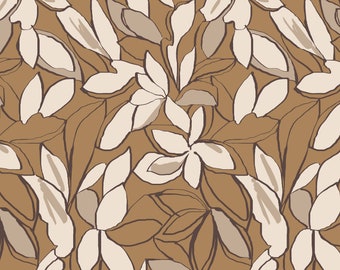 Sweat French Terry large flowers patterned unbrushed Verhees Textiles width 150 cm color ochre / multi