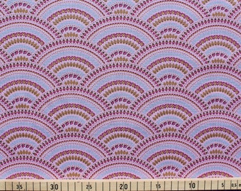 Baumwolle Poplin Druck, Quality Textiles, Ornamente, 147cm, Farben: Flieder / Bunt