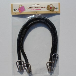 1 Paar hochwertige Taschengriffe, lederoptik, Lederimitat, geflochten, 55cm, Farbe schwarz Bild 1