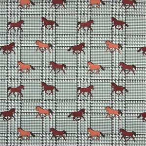 Dzianina bawełniana, Quality Textiles, końska krata, szerokość 147 cm, kolory: jasnozielony/brązowy
