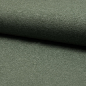 Baumwoll-Jerseystoff, Quality Textiles, meliert, uni, Breite 155cm, Farbe Khaki