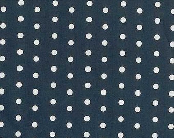 Coton enduit tissus, Kunterbunter, Leona, points, points de polka, Acrylbeschichtet, toile cirée, largeur 150 cm, bleu foncé