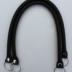 1 pair of high-quality bag handles, leather look, imitation leather, smooth, 55 cm, color black
