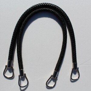 1 Paar hochwertige Taschengriffe, lederoptik, Lederimitat, geflochten, 55cm, Farbe schwarz Bild 2