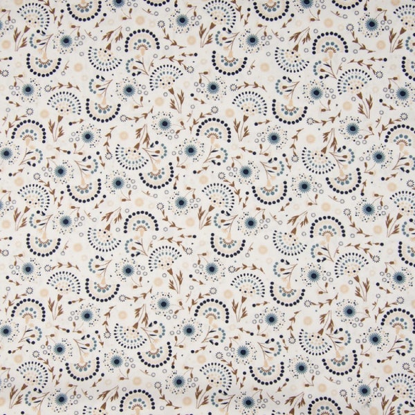 Baumwolle Poplin Druck, Quality Textiles, Grafische Muster, 145cm, Farben: Cremeweiß / Bunt
