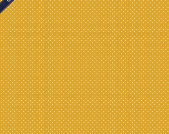 Baumwolle beschichtet Stoffe Verhees Textiles Poppy Punkte Polyacryl-Beschichtet Wachstuch Breite 148cm Farben: Gelb / Weiß