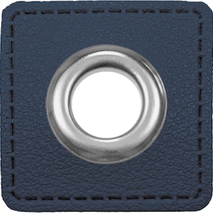 2 Stück hochwertige Ösen / Patches für Kordeln, VENO, Lederimitat, Quadrat, Breite 32 mm, Höhe 32 mm, Durchmesser 10 mm, Farbe Marineblau