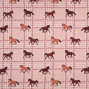 Baumwolle Jersey Stoff, Quality Textiles, Pferde-Karos, Breite 147cm, Farben: Altrosa / Braun