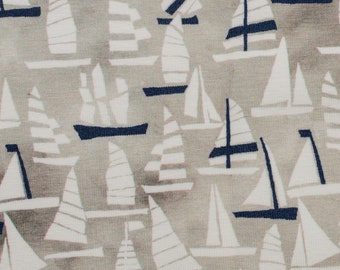 Baumwolle Jersey Stoff, Swafing, Sailing, Segeboote, Breite 155cm, Farben: Schlamm / Bunt