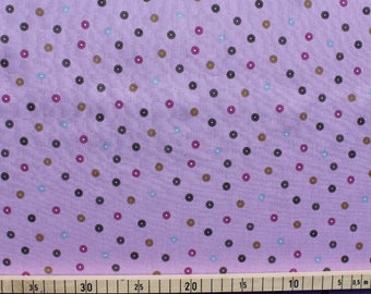 Baumwolle Poplin Druck, Quality Textiles, Pünktchen, Blümchen, 147cm, Farben: Flieder / Bunt