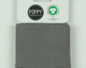 Fertigbündchen Cuff Verhees Textiles Poppy GOTS OEKO Tex Class 1 uni 135cm x 7cm Farbe: Grau