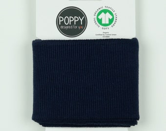 Fertigbündchen Cuff Verhees Textiles Poppy GOTS OEKO Tex Class 1 uni 135cm x 7cm Farbe Navy / Marine