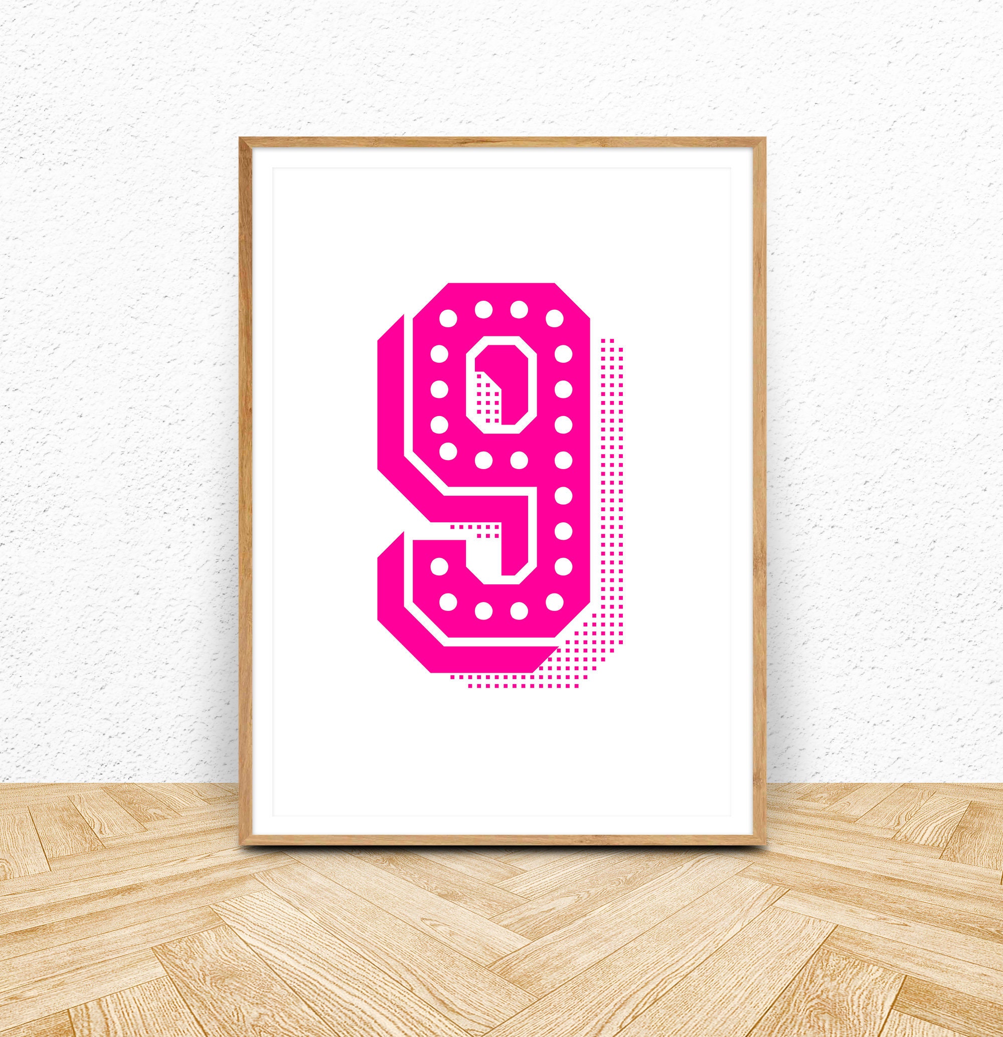 9 Print Pink Number Nine Printable, Number 9 Wall Art Instant Digital ...