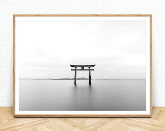 Zen Wall Art, Black and White Photography Print, Downloadable Art Print, Minimalist Poster Art, Torii Gate Japan,  Instant Digital Poster