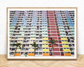 Colourful Architecture Photography Printable Wall Art, Urban Decor, Coastal City Print, Tropical Summer Photo Instant Download, Modern Decor
