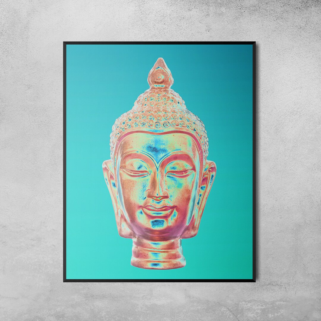 Blue Buddha Print Gallery Wall Art, Gold Buddha Statue Abstract Art ...
