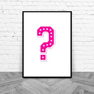 Question Mark Print, Bright Pink Letter Poster, Typography Artwork, Digital Download, Fuschia Text Wall Art, Colourful Printable Wall Decor