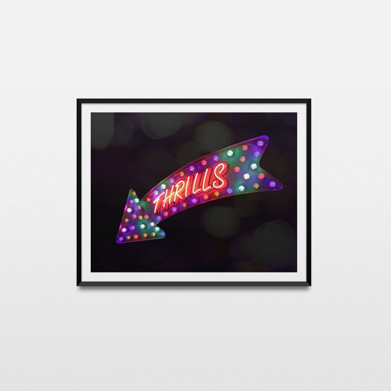 Neon Sign Wall Art Neon Lights Printable Thrills Neon Wall Etsy