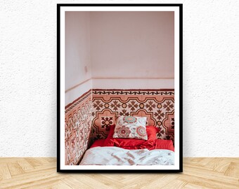 Boho Wall Art Print, Instant Digital Download, Travel Photography Moroccan Tiles Print, Bedroom Wall Art, Bohemian Decor, Tropical Art Print