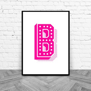 B Initial Printable, Pink Letter Wall Art, Minimalist Decor, Gallery Wall Ideas, Instant Download Letter B Print, Monogram Poster Typography
