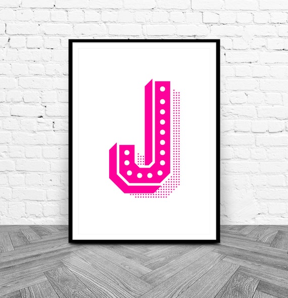 Letter J Printable Art Initial J Wall Decor Monogram Office Etsy