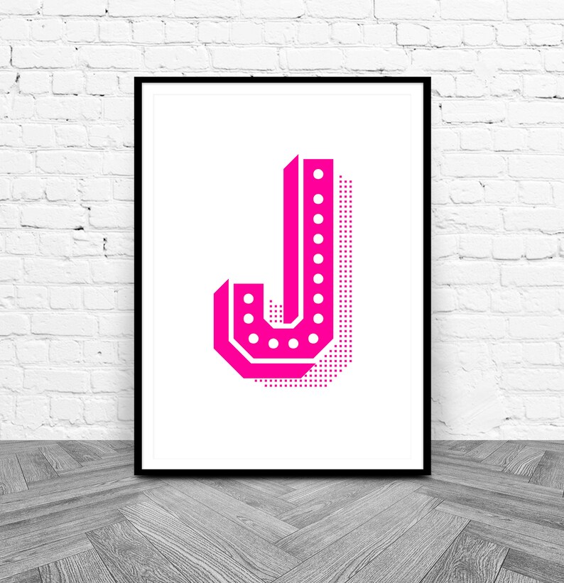 Letter J Printable Art Initial J Wall Decor Monogram Office Etsy
