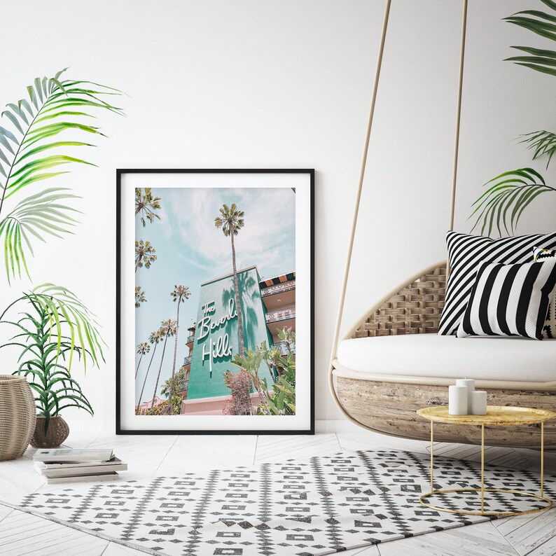Beverley Hills Hotel Art Print, Palm Springs Wall Art, Vintage