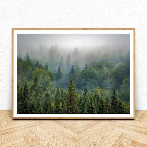 Forest Wall Art Print Instant Digital Download Pine Trees Etsy