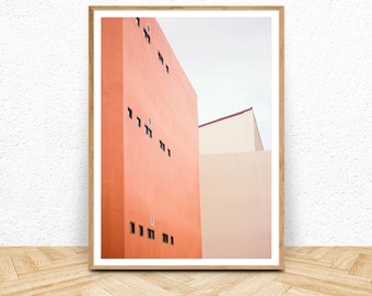 Abstract Wall Art Printable Poster, Coral Art Print, Architecture Photography, Orange Geometric Wall Art, Modern Art Print Apartment Decor