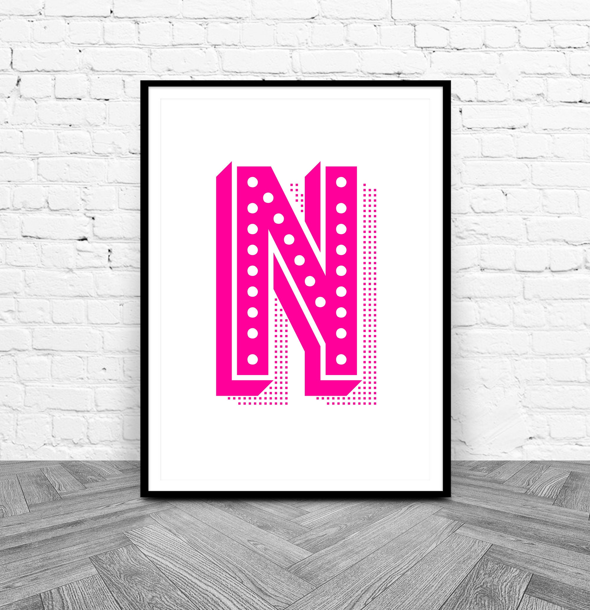 letter n printable art initial n monogram print pink letter etsy ireland