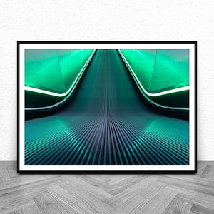 Abstract Photography Print, Urban Wall Art, Digital Download, Green Neon Abstract Photo, Large Printable Poster, Modern Office Wall Decor