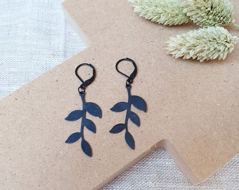 Earrings black, oxidized black brass earrings, minimalist earrings