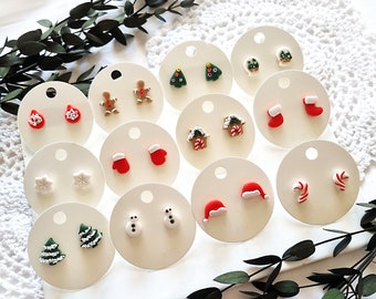 Polymer Clay Ohrstecker für Weihnachten | Advent Ton Ohrringe |  Weihnachtsgeschenk | Weihnachtsmann Ohrringe | handgefertigt