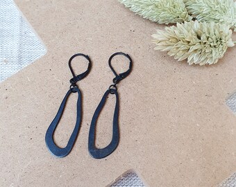 Black earrings, earrings made of oxidized black brass, minimalist earrings, birthday gift