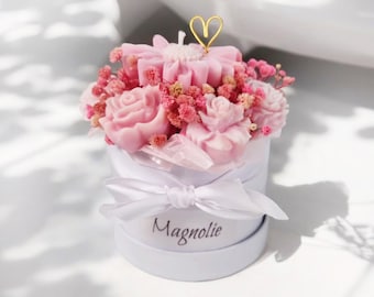 kleines Blumenbouquet aus Kerzen | Blumenbox | Kerzenblumenstrauß | Hochzeitsgeschenk | Geburtstagsblumen | handgemachte Sojakerzen | Duft