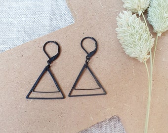 Black Earrings, Oxidized Black Brass Drop Earrings, Minimalist Earrings, Birthday Gift