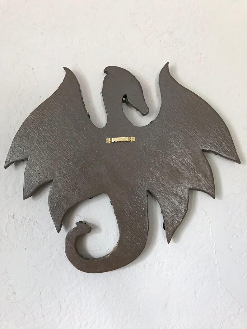 Dragon Button Wall Art on hand-cut wood design