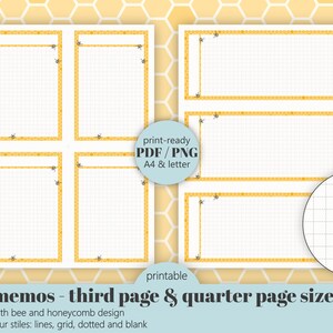 PRINTABLE Bee Honeycomb Gold-yellow Note Paper Lined | Etsy