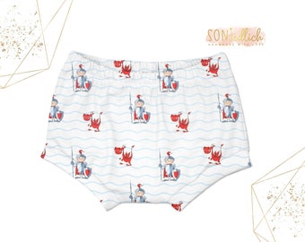 Bummie für Babys und Kinder Ritter weiß / Windelhose / Shorts Baby / Sommerhose Baby / Kurze Hose / Geschenk Geburtstag