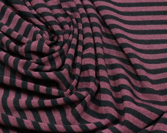 Viscose fine knit jersey - berry/black striped